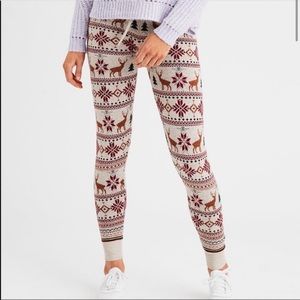 AEO High Waist Holiday Sweater Leggings EUC